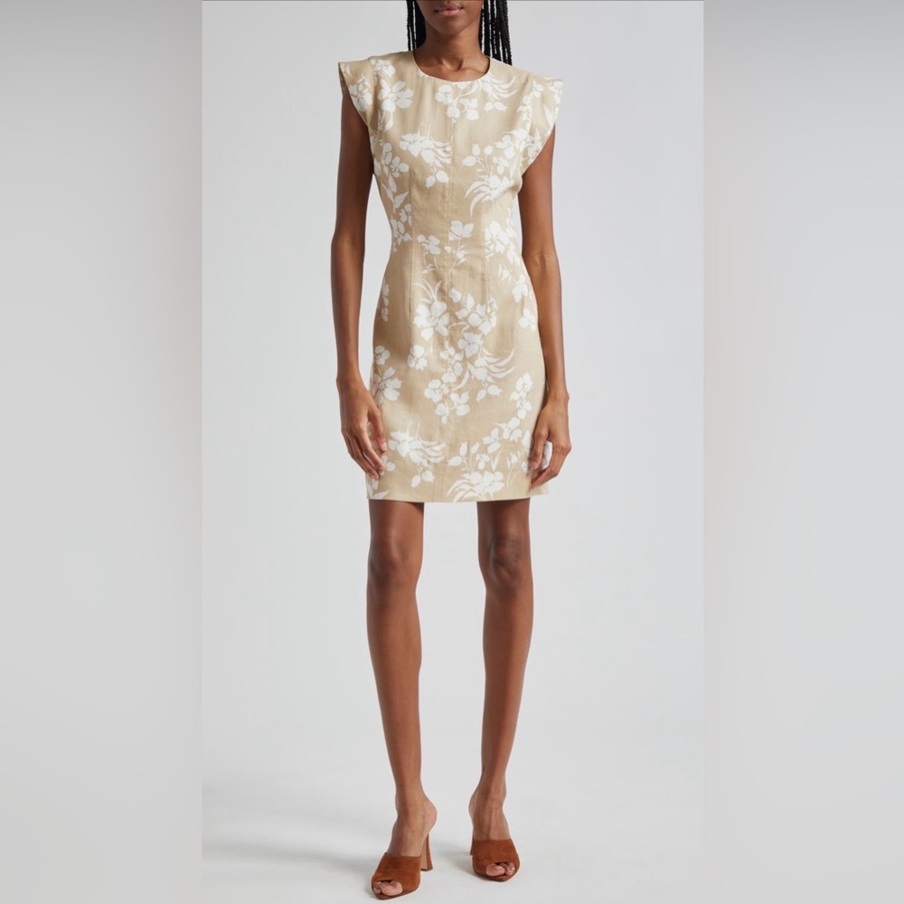 Veronica Beard Rosendale Beige Floral Sheath Dress